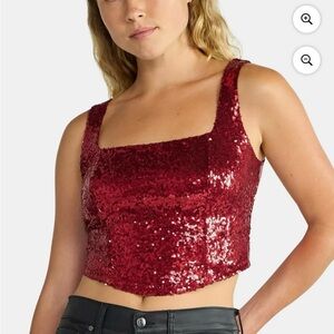 Sequin Red Crop Top madden nyc brand size XS